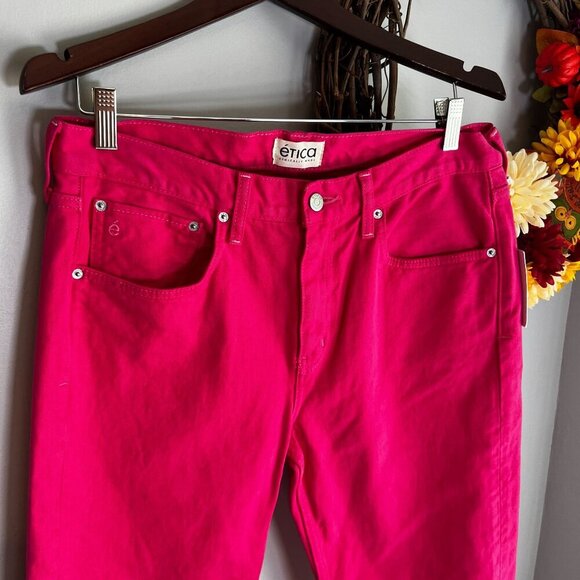 Etica Womens Rhea Mid Rise Straight Leg Denim Size 30 in Raspberry Pink - Picture 2 of 9